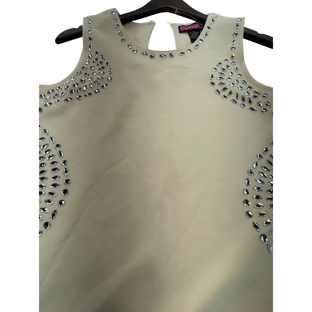 Say What Ivory Dress XL Sleeveless Rhinestone Embellished‎ Party Cocktail